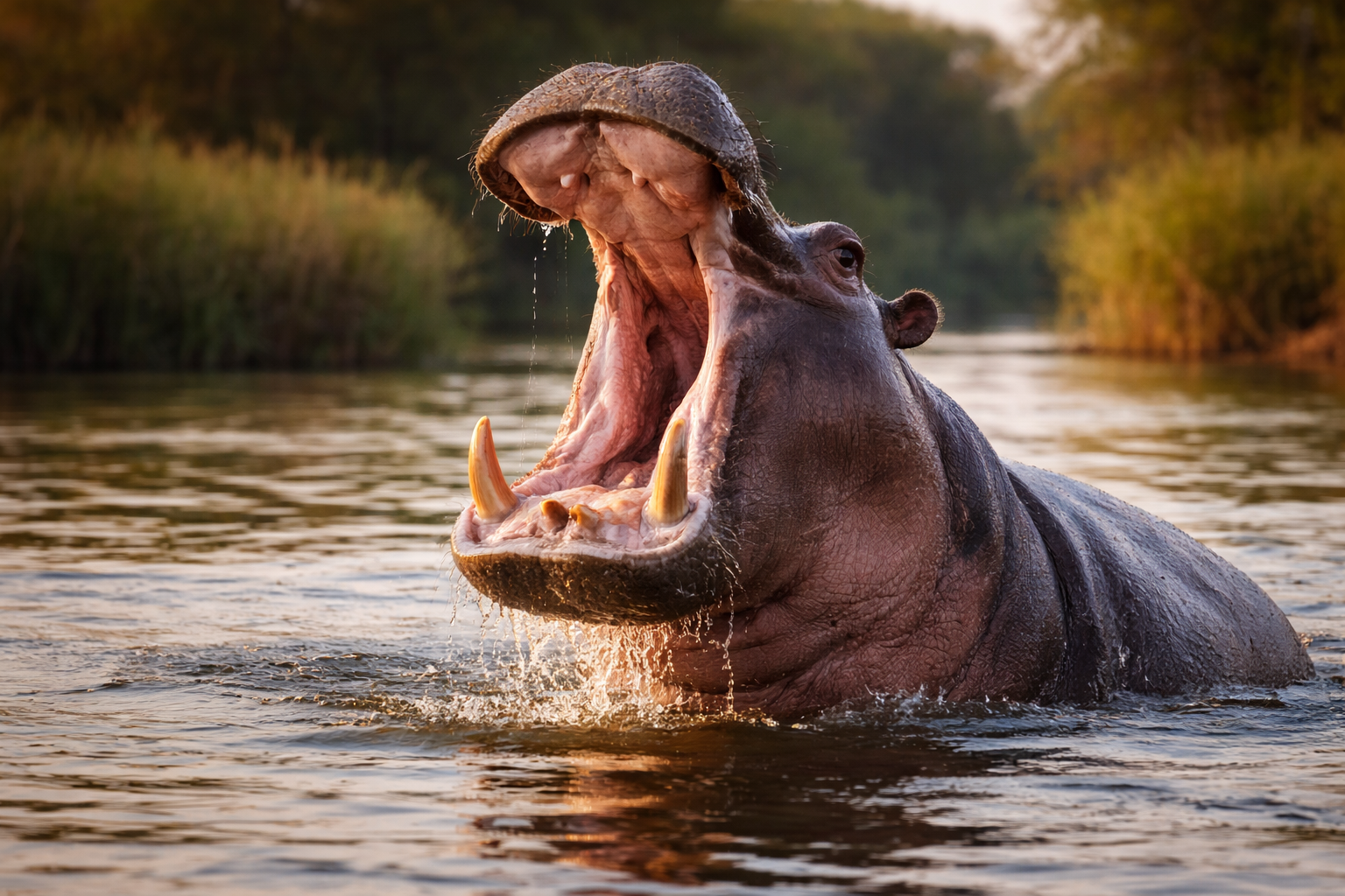 Бегемот с открытой пастью